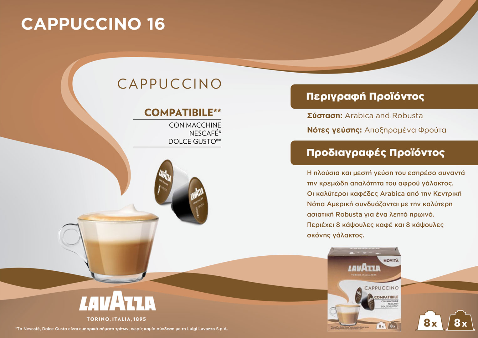 Capsule Dolce Gusto Compatibili Lavazza Cappuccino 8+8 pezzi