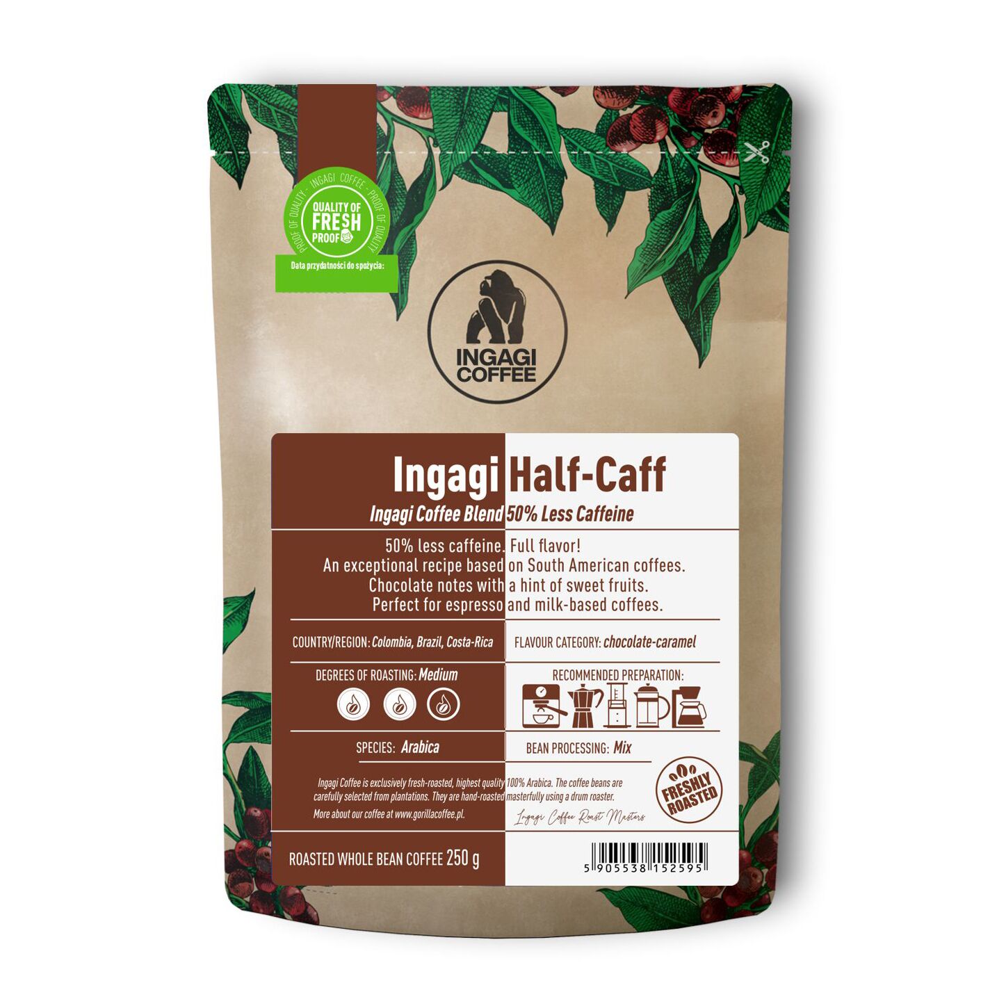 Καφές Espresso Ingagi Half-Caff 250g σε κόκκους | Coffees.gr